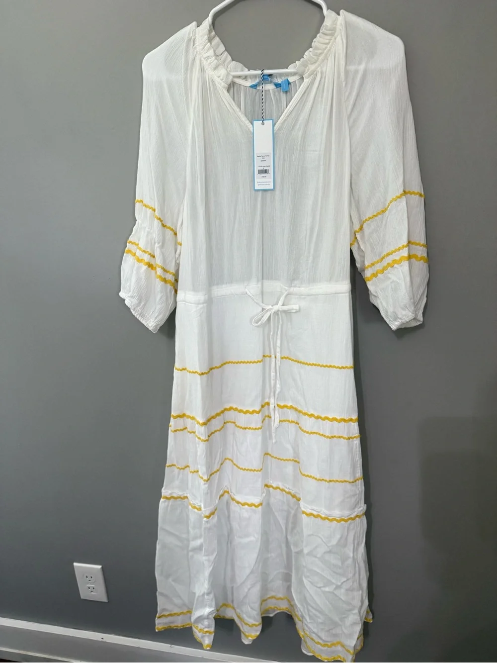 Draper James White Maxi Dress with Yellow Trim